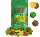 Fruidles St. Patrick's Day coins in gold-green foil for festive snacking.