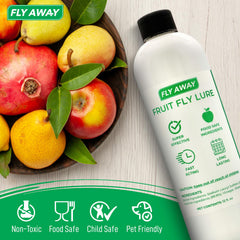 Fruit flies drawn to Fly Away liquid lure for fast reduction.