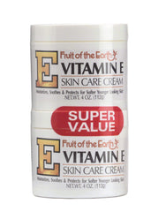 Fruit of the Earth Vitamin-E Cream 4-ounce jar for moisturized skin.