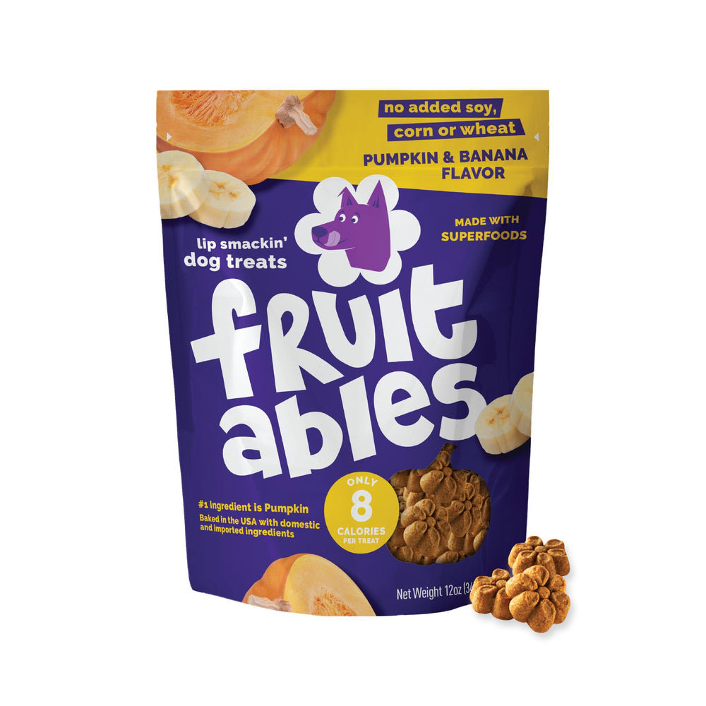 Fruitables baked dog treats pumpkin and banana flavor for tasty, low calorie rewards