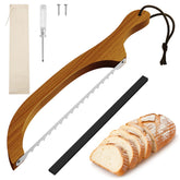 FTCIRA bread knife with a 16-inch walnut bow for artisan slicing