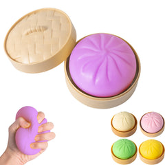 FUYUANLIEV Dumpling Squishy in steamer box offers large, satisfying tactile relief.