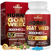 Fubkerm Horny Goat Weed bottle shows the 12-in-1 blend for daily stamina