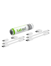 FuelRod USB-C portable charger kit ready to use with adapters