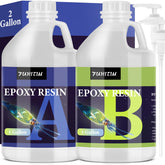 FUHITIM epoxy resin 2-gallon kit with crystal-clear finish for tabletop projects.