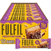 FULFIL bar peanut nougat closeup, protein-packed snack for on-the-go days.