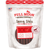 Full Moon Essential Beef Savory Sticks pack showcasing premium, natural ingredients