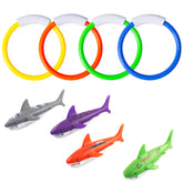 FULLSEXY pool diving toys 8-pack rings and sharks for underwater fun.