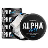 Fully Loaded Bullseye Alpha Fuel mint pouch packaging with sugar-free energy on the go