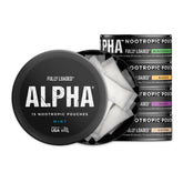 Fully Loaded Bullseye Alpha pouches front view, discreet nicotine-free design for portable use.