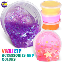 FUN KIDZ glitter slime jar set shows sparkly textures for immersive DIY projects