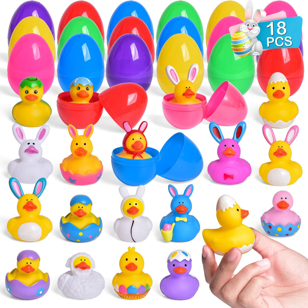 FUN LITTLE TOYS 18 prefilled Easter eggs in vibrant colors for bath time fun.