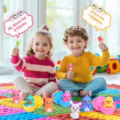 FUN LITTLE TOYS Easter bath toy set adds color to the tub.