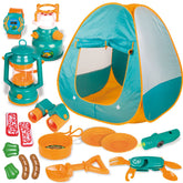 FUN LITTLE TOYS pop-up tent with comprehensive camping gear set for imaginative outdoor play.
