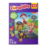 Funables PAW Patrol fruity snacks box showing all flavors for family snack time.