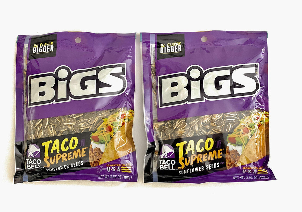 Fungraver Taco Supreme sunflower seeds two-pack on a snack tray offering bold flavor.