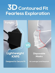 Funight KN95 3D-fit design provides comfortable breathing space