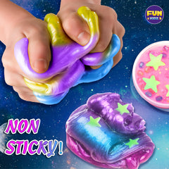 FunKidz Galaxy Slime Kit storage containers keep slime fresh.