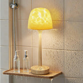 Funlenry Shower Lamp with wood grain finish adds warm ambience to any space