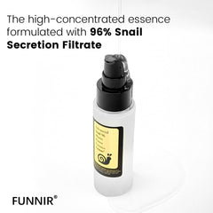 FUNNIR Snail Mucin 96% Essence glow on hands suggests easy daily use