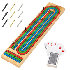 FUNPENY wooden cribbage board with 3-track layout for family game night