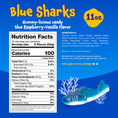 FUNTASTY Blue Sharks gummies arranged on a display for a colorful candy table.