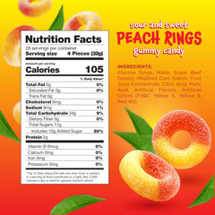 FUNTASTY Peach Rings sugar-dusted close-up showing sparkling coating