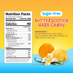FUNTASTY sugar-free butterscotch piece closeup showcases smooth texture and lasting flavor.