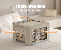 Furnhome foldable clothes bin with steel frame in beige, space-saving design