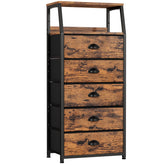 Furnulem Tall 5-Drawers Dresser wood-top surface for décor and everyday storage