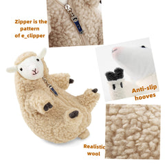 Furvana lamb stuffed animal ear detail highlighting white ears and friendly expression