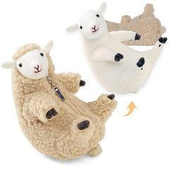 Furvana shaved sheep stuffed animal close-up of ultra-soft polyester fur for cuddle play