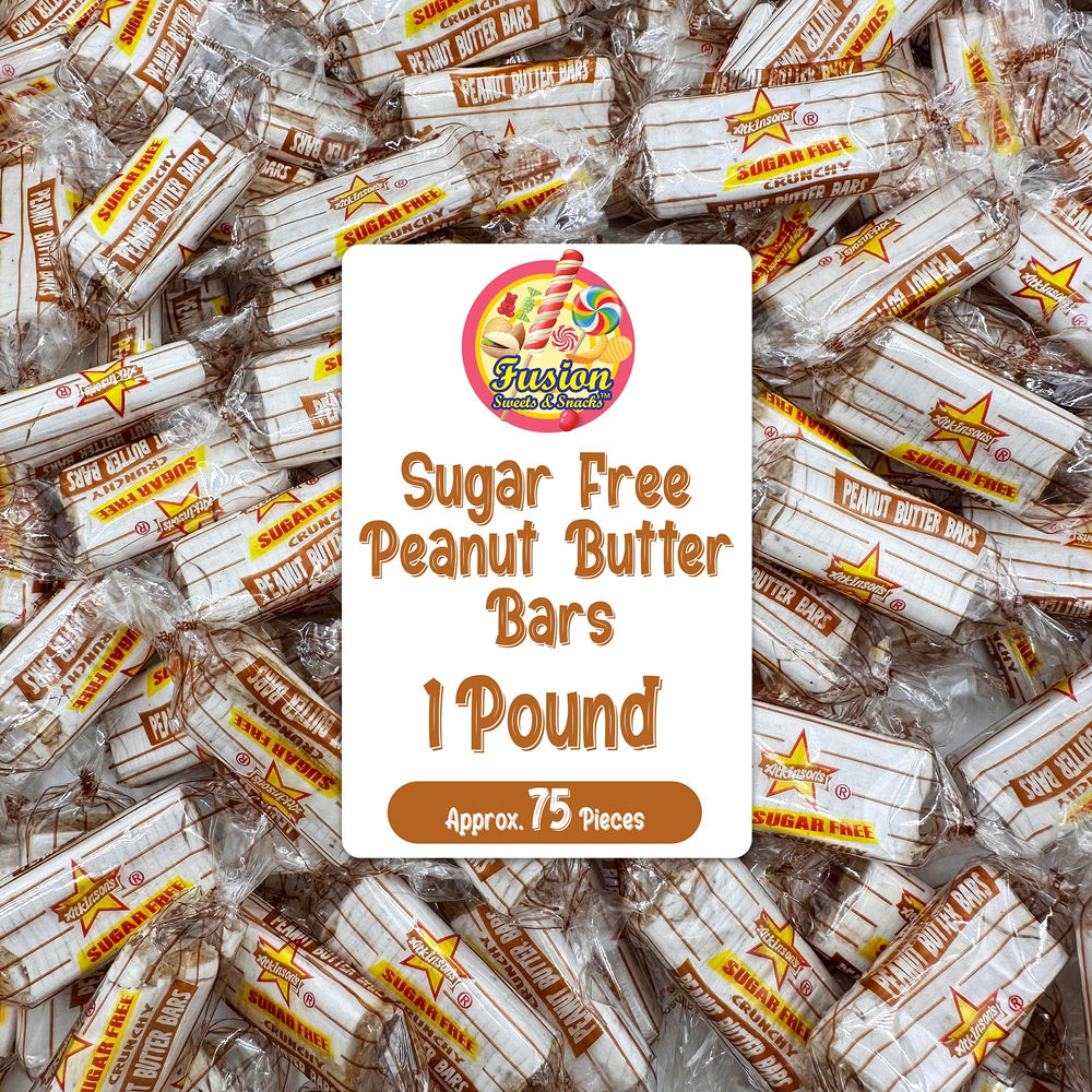 Fusion Sweets Sugar Free Peanut Butter Bars, individually wrapped for on-the-go snacking.