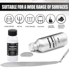FusionFirm silver liquid leaf paint brush-stroke showing even coverage