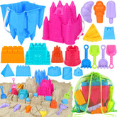 FUSPWEAO beach toys set featuring two castle buckets for quick sand transfers