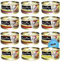 Fussie Cat Premium tuna ocean fish cans in a 12-pack for protein-rich meals