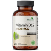 Futurebiotics Vitamin B12 1000mcg tablet front view for vegan supplement use.
