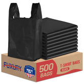 Fuxury black 11.5x6.5x21 T-shirt bags with sturdy handles for easy checkout