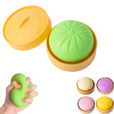 FUYUANLIEV Dumpling Squishy in bamboo steamer box for collectible sensory moment