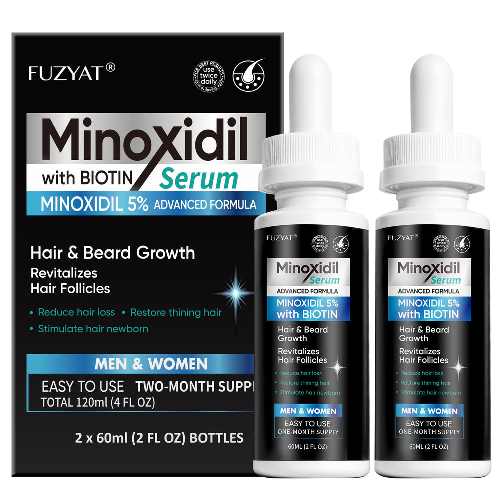FUZYAT 5% Minoxidil bottle showing topical formula to support thinning hair