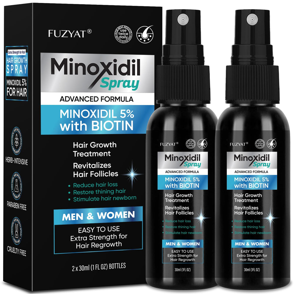 FUZYAT 5% Minoxidil bottle pump for precise scalp application and growth support.
