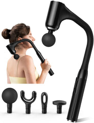 FVZ massage gun deep tissue with extended handle reaching the back for self-massage.