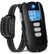 FWQEFVA dog collar remote top view with sturdy build and clear controls.