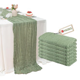 Fwxdbwyl sage green cheesecloth table runner 120in front view, ideal for elegant wedding tables