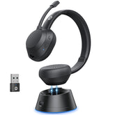 FXWONTY wireless headset with mic on desk showing AI noise cancellation for clear calls