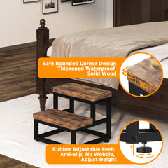 FYGUES wooden bed step showing heavy duty wood and steel construction