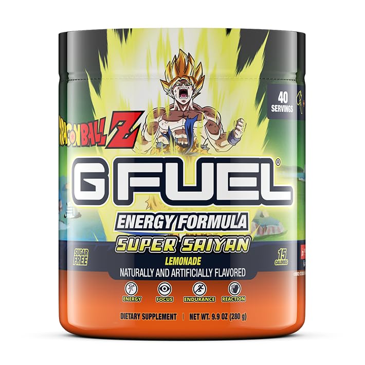 G Fuel Dragon Ball Z Lemonade powder for clean caffeine focus during gaming
