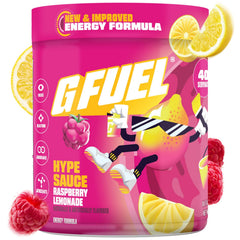G Fuel Hype Sauce 2.0 Raspberry Lemonade powder boosts clean energy and focus.