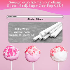 Gadget Beyond food-safe white paper sticks, 6in, odor-free for clean-tasting treats.