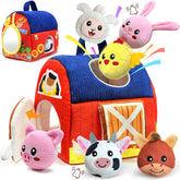 Gagule Baby Barn Toy overview with six soft animals for sensory play